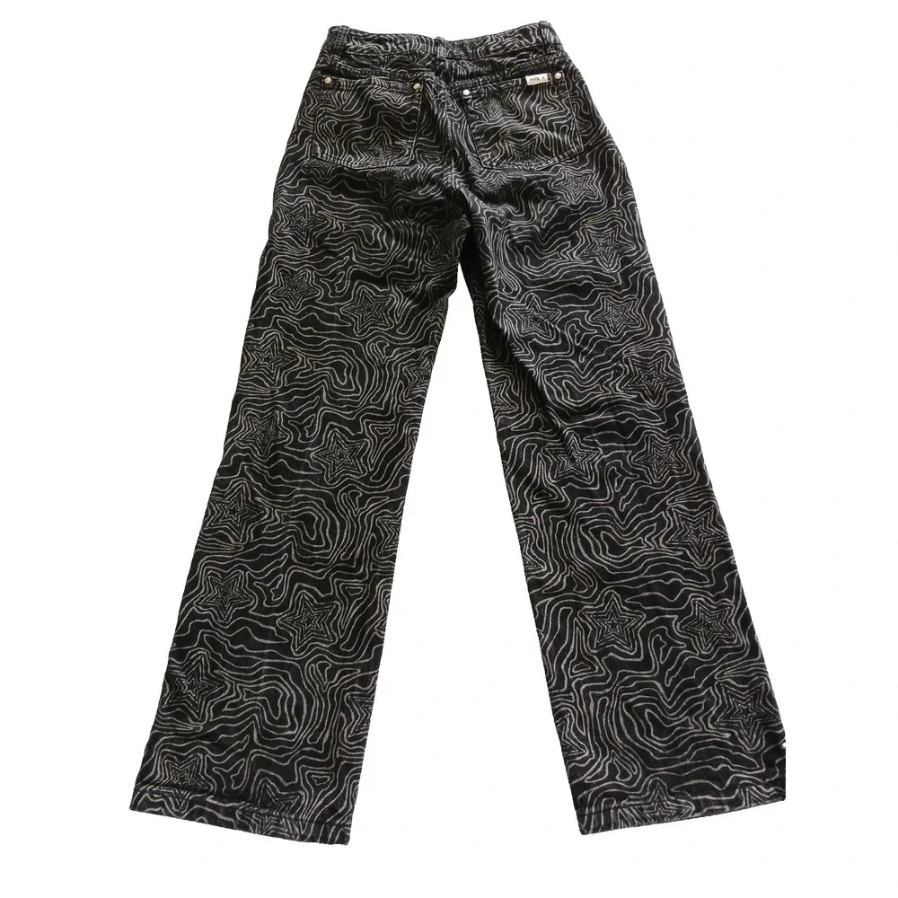 Milk It Funky Black & White Button Front Denim Jeans Women's Size 26 X 29 - Picture 4 of 12